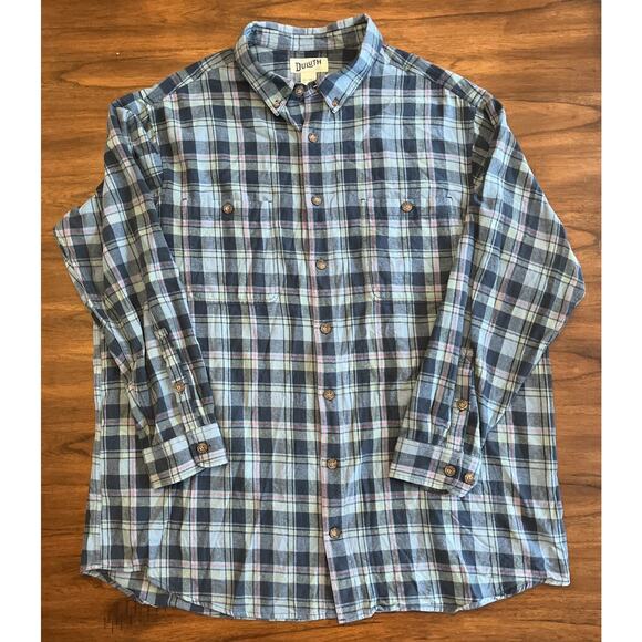 Duluth Trading Flannel Shirt Blue/Green/Red Mens Sz 2XL TALL Cabincore Fallcore - Picture 1 of 9